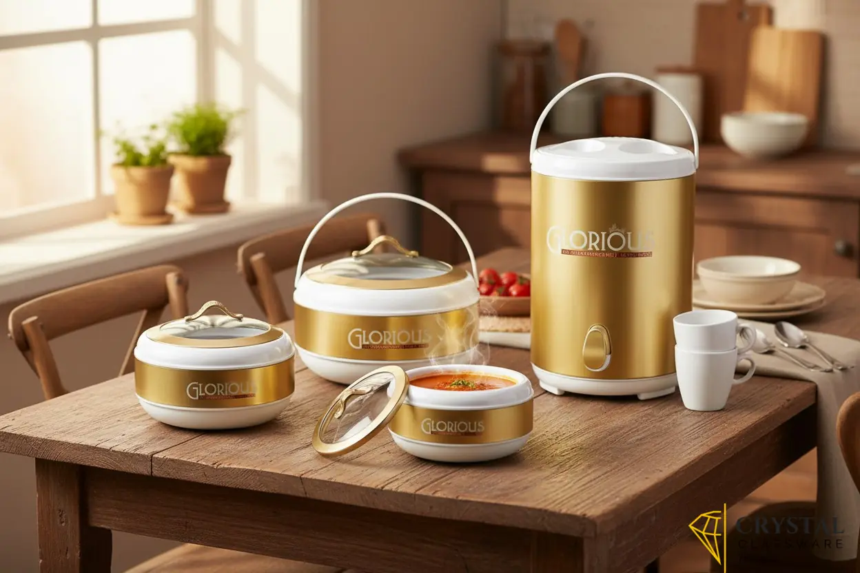 Glorious 4pcs  cooler & hotpot set with glass lid 